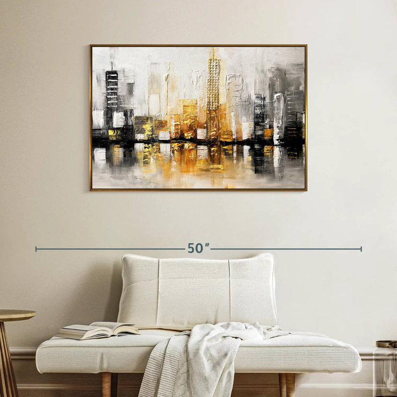 City View I, Cadre flottant doré, 40 po x 27 po