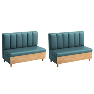 Modern Fashion Cafe Dessert Shop Restaurant Bench Faux Leather Upholstered Bench (Set of 2)