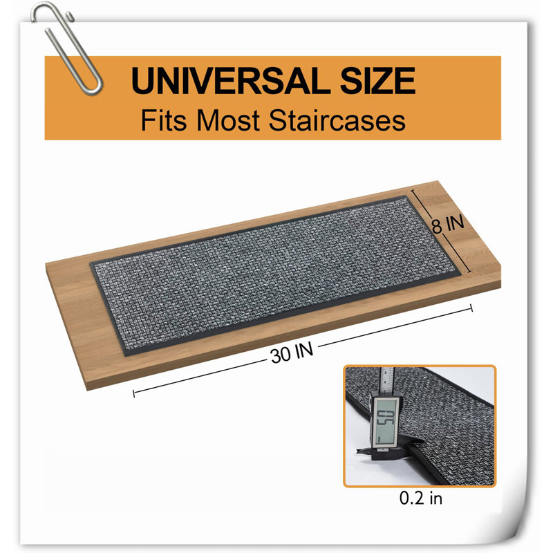 Dark Gray Non-Slip Rubber Backed Stair Treads, 30" x 8", 15 pcs