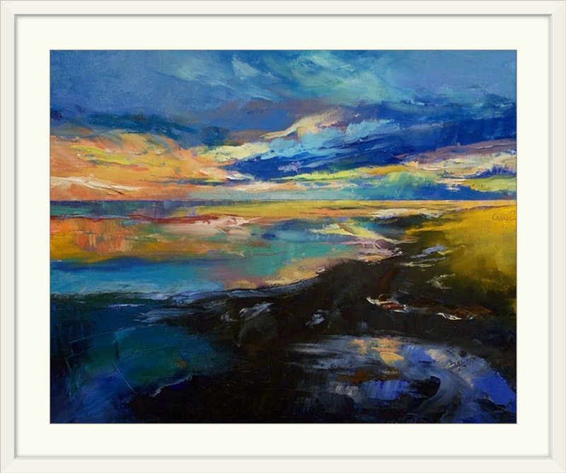 «Massengill Hawaii Sunset» par Michael Creese - impression, H 24 po x l 28 po x P 1 po, Cadre blanc