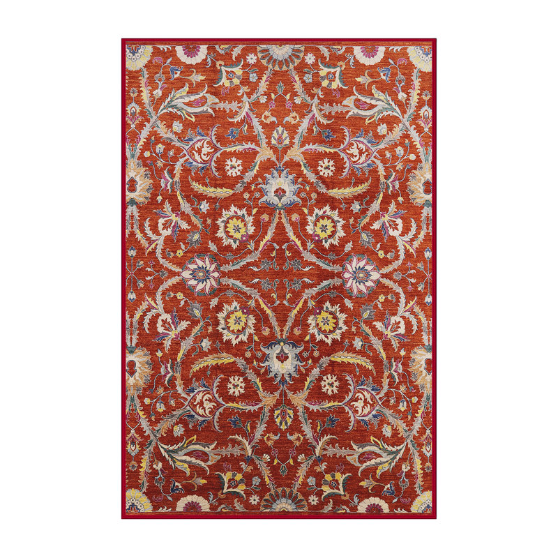 Tapis rouge / gris / vert Asoghig, Rectangle 6 pi x 9 pi