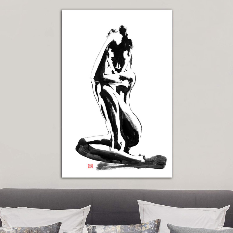 «Modest» par Péchane - impression d'art graphique, Toile tendue, H 40 po x l 26 po x P 1,5 po, Pas de tapis