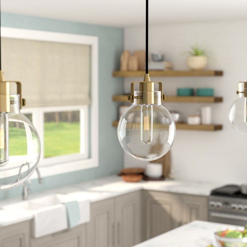 Luminaire suspendu sphérique à 1 lumière Alak, Laiton délavé