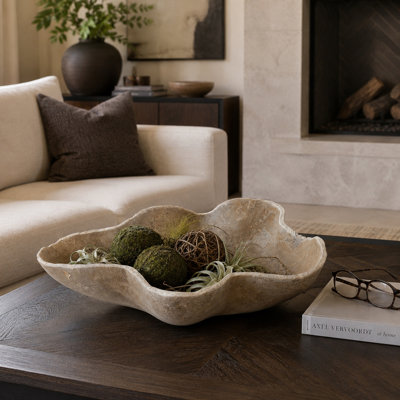 Contemporary Onyx Stone Decorative Bowl for Living Room or Entryway Table - Modern Accent for Office or Home Decor - Brown & Tan