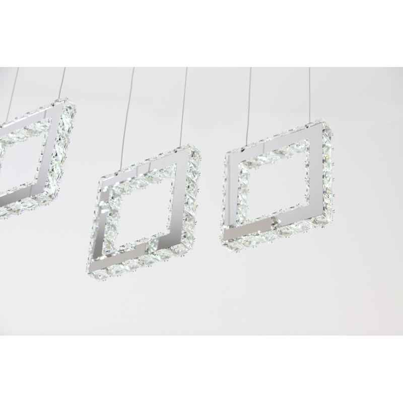 Luminaire suspendu à 4 lumières pour îlot de cuisine avec détails en cristal