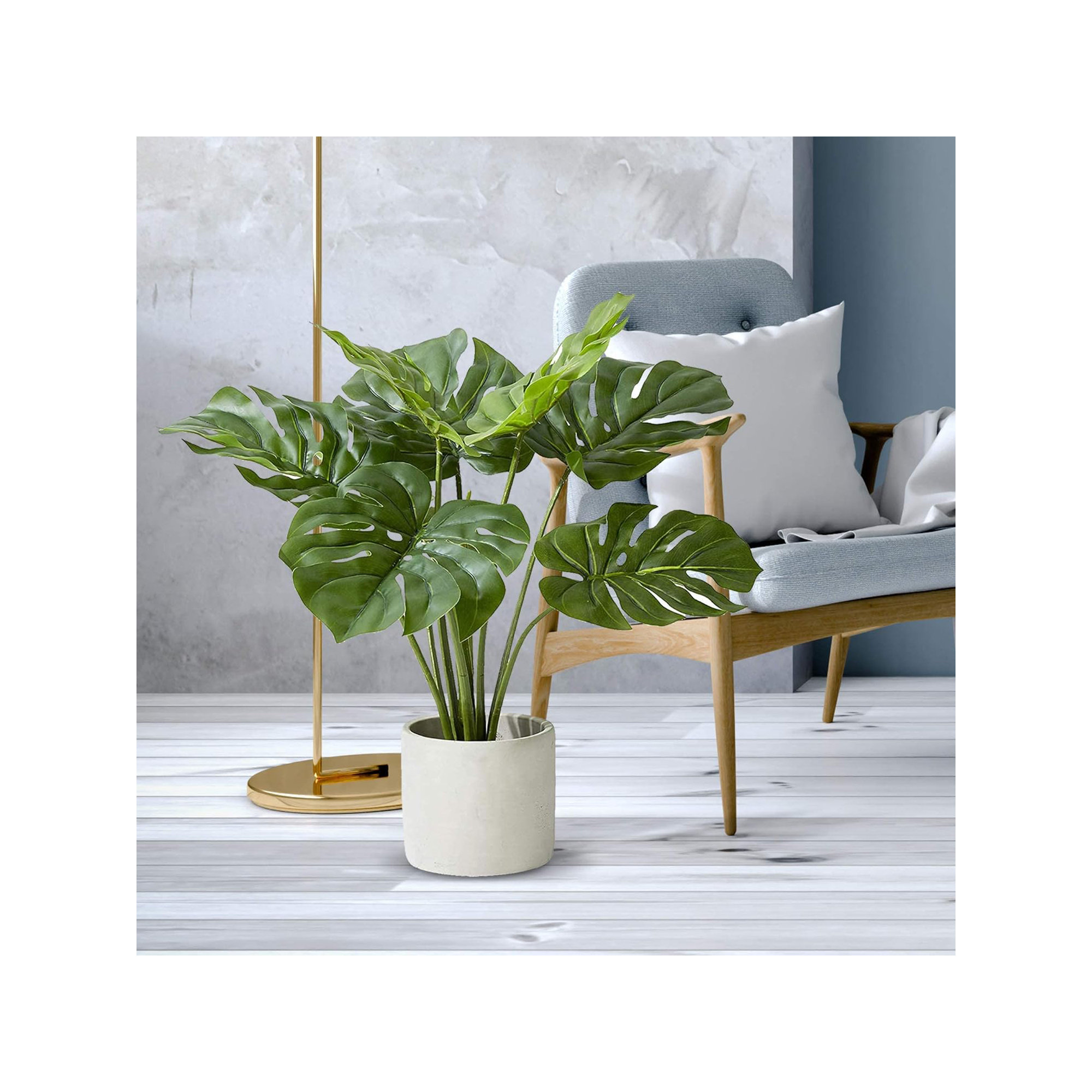 21'' Faux Evergreen Plant in Cement Pot, 8