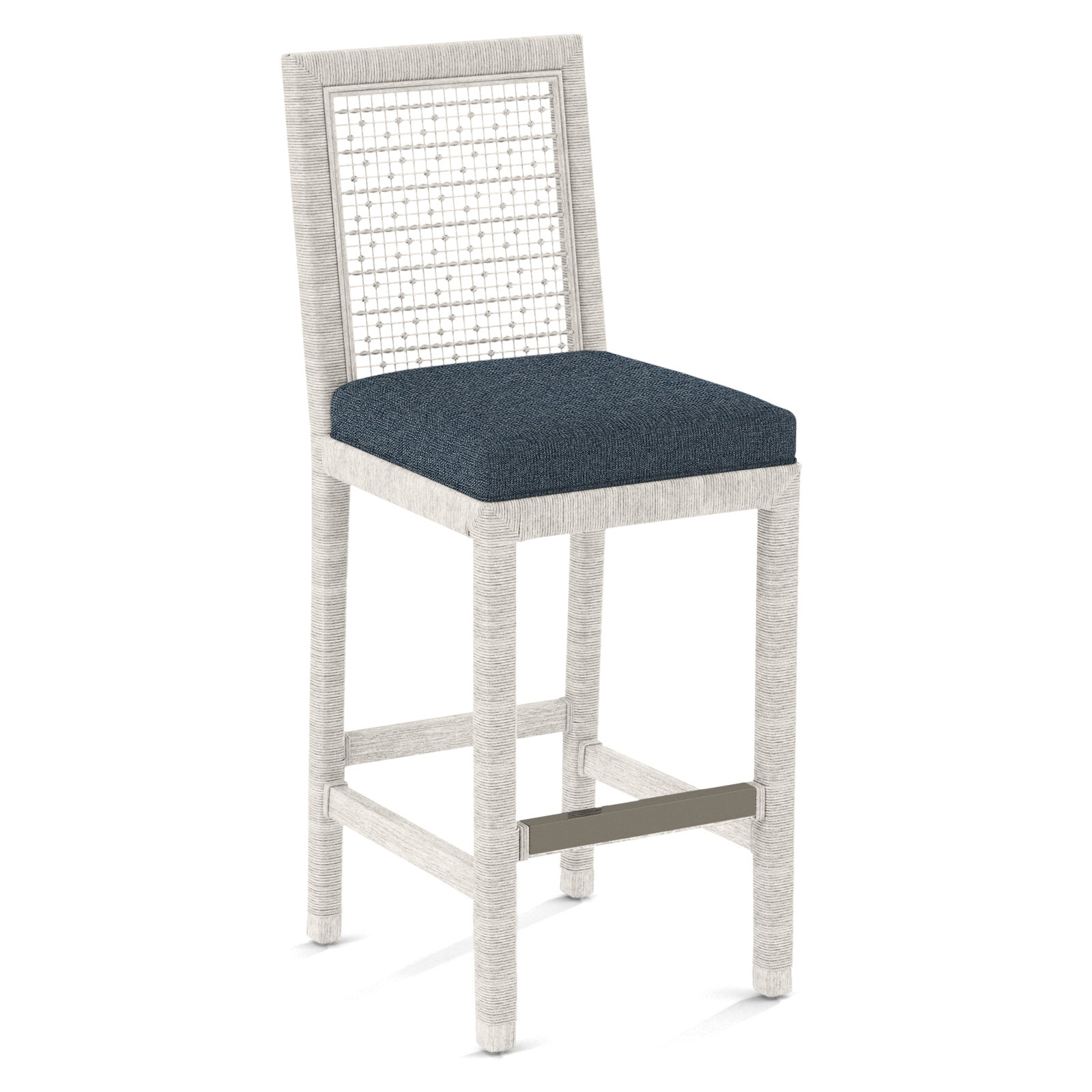 Soren 30" Bar Stool, Antique Frost White, Basic Blue