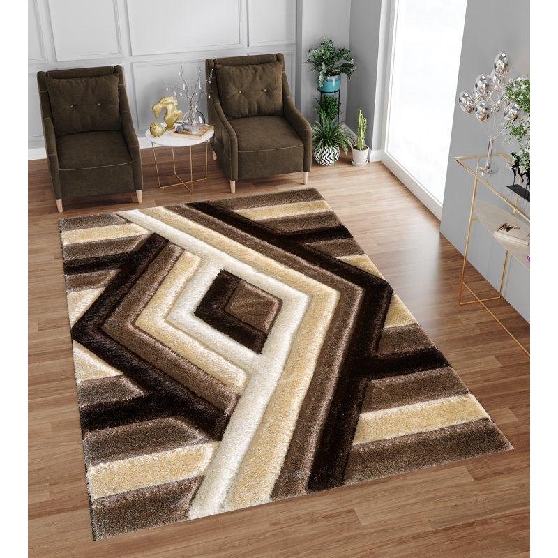 Feya Abstract Shag Area Rug, Rectangle 120 x 170cm