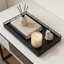 Plateau de meuble-lavabo en bois avec rebords en filet de fer, organisateur de comptoir de salle de bain pour commode, cuisine, café et décoration intérieure