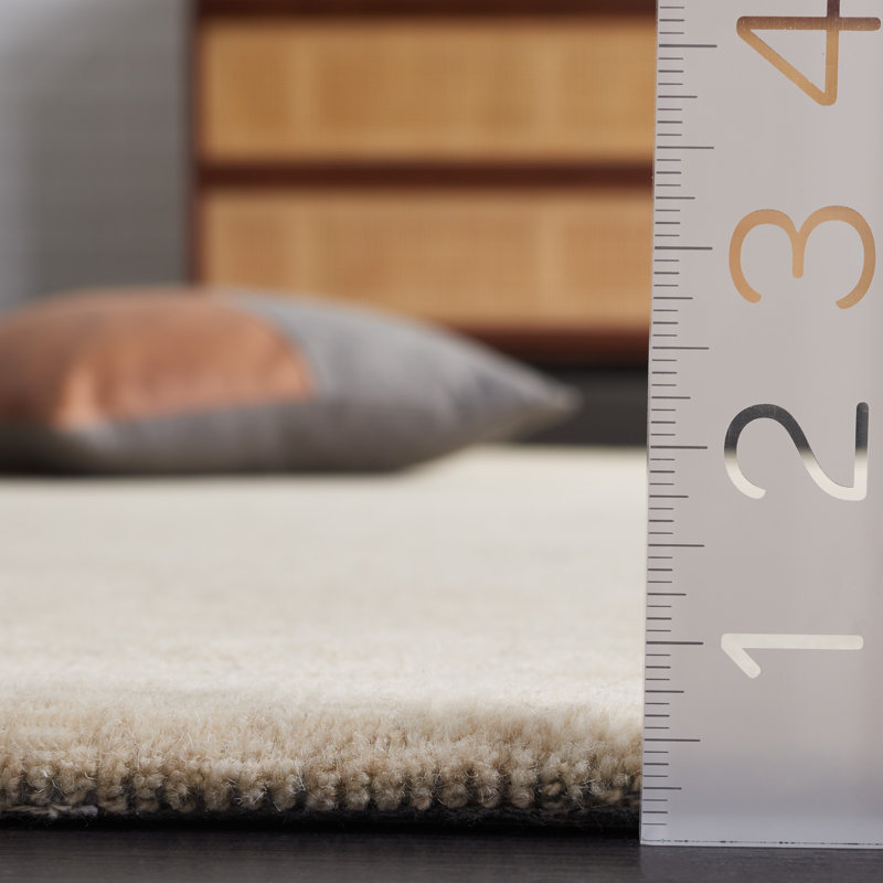 Funchess Handloomed Wool Cotton Rug in Beige, Square 6'