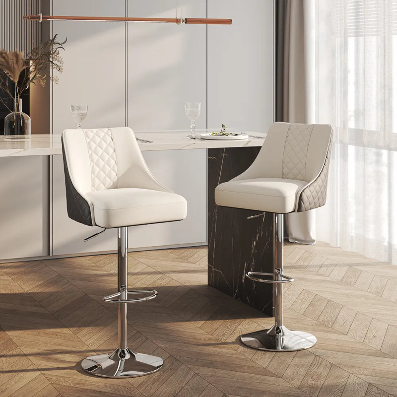 Vera - Ensemble de 2 tabourets pivotants réglables modernes, Noir/gris