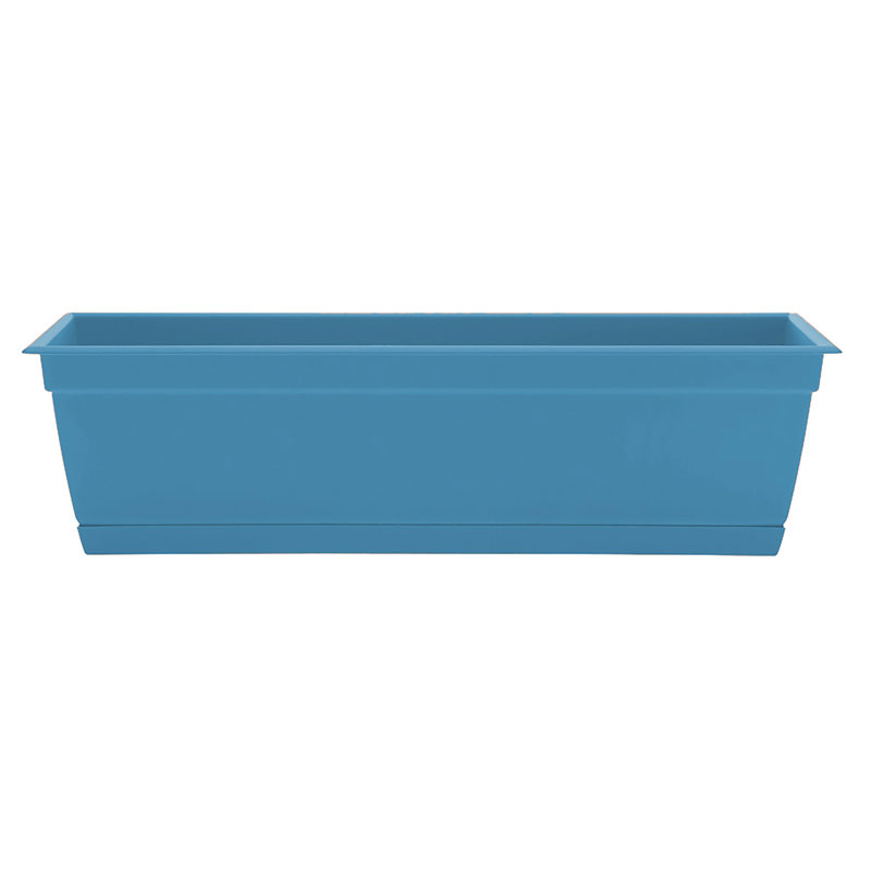 Boîte à fleurs rectangulaire en plastique recyclé pour l'intérieur et l'extérieur pour fenêtre Dayton, Bleu océan