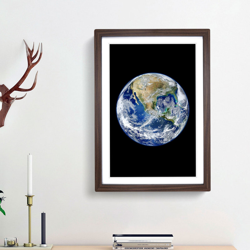 An Amazing Image Of Earth - Single Picture Frame Print, 63cm H x 45cm W x 2cm D, Walnut Framed