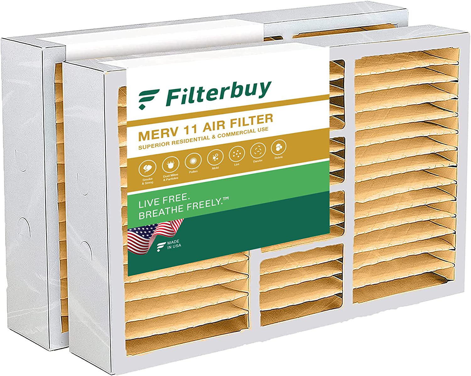 Filterbuy 16x26x5 Air Filter MERV 11, Pleated HVAC AC Furnace Filters