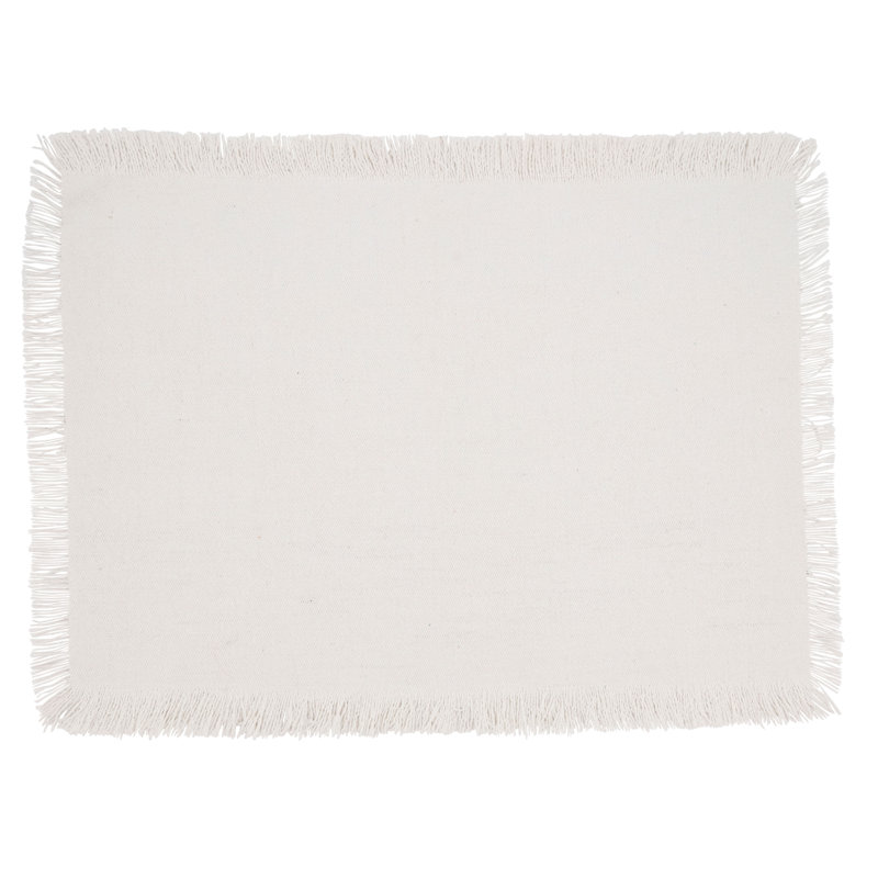 Navy Blue Cotton Fringe Border Placemats Set of 4