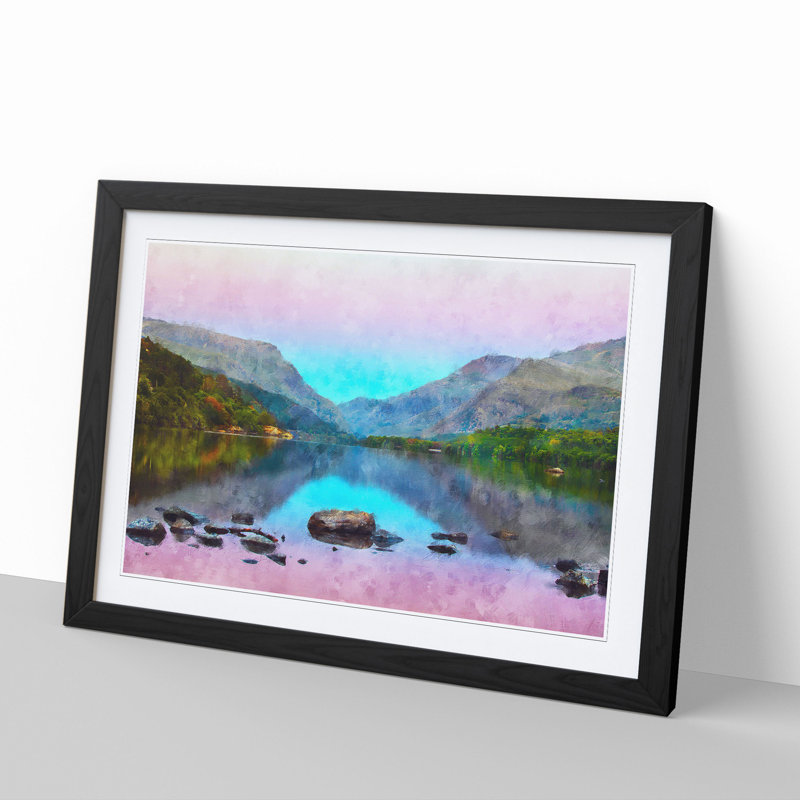 Padarn Lake in Snowdonia Wales - Picture Frame Painting, Black Framed, 27cm H x 36cm W x 2cm D