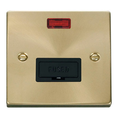 Satin Brass 13A Fused Connection Unit With Neon