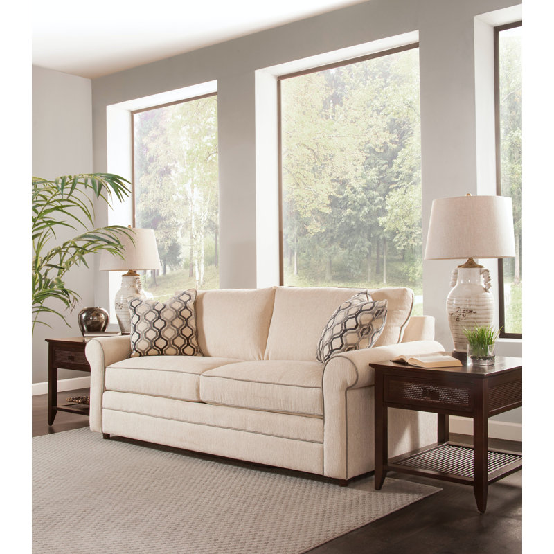 Edgeworth Upholstered 85'' Sofa, Gel Memory Foam Mattress, Pink Chenille/Velvet Solid; 0809-14