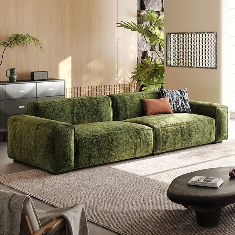 Canapé modulaire vert en chenille verte, Vert