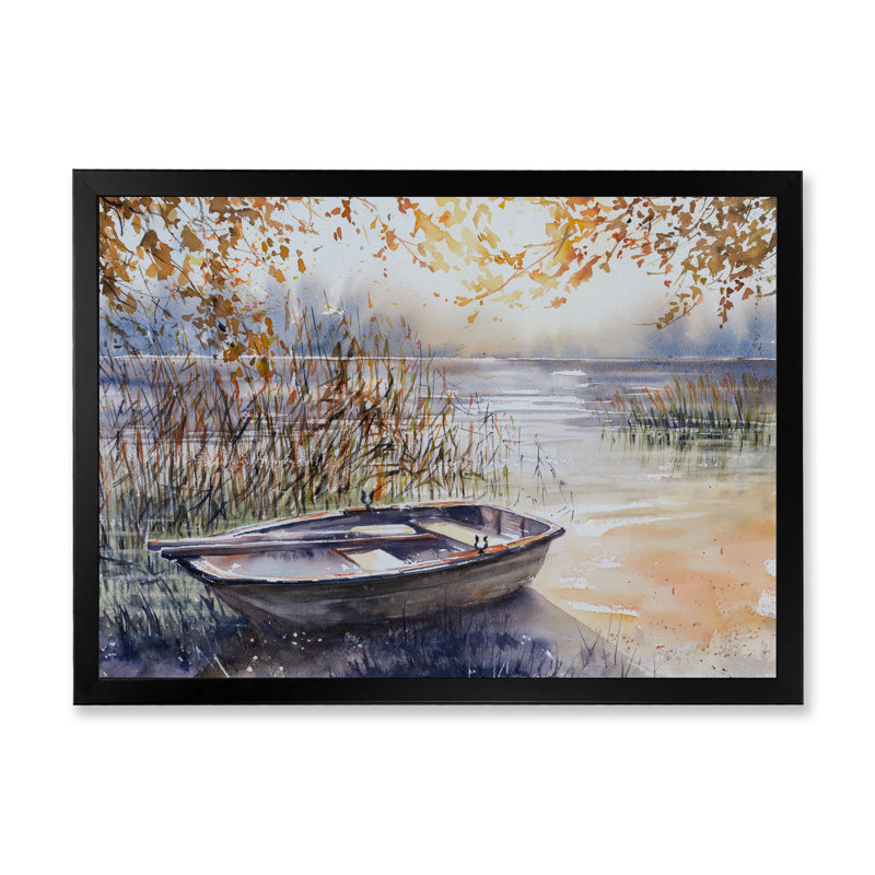 Bateau de pêche, reproduction d'art sur toile, paysage de rivière de pêche, H 30 po x l 40 po x P 1,5 po