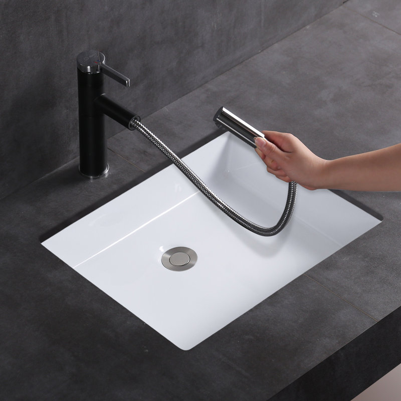 19.5 Inch White Ceramic Rectangular Undermount Bathroom Sink