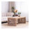 Table basse 47,2 po en bois sculpté rustique - aspect fait à la main avec panneaux latéraux ornés, finition naturelle