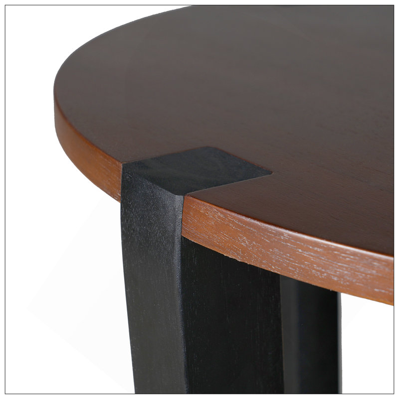 Table d'appoint en bois massif ACACIA, brun et noir