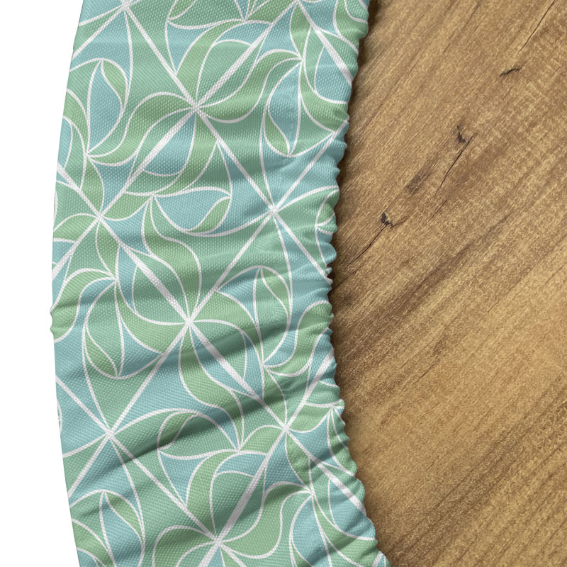 Ebern Designs Rhombus Print Fitted Round Tablecloth 45"- 56" Diameter Green Seafoam, 47.24" Round