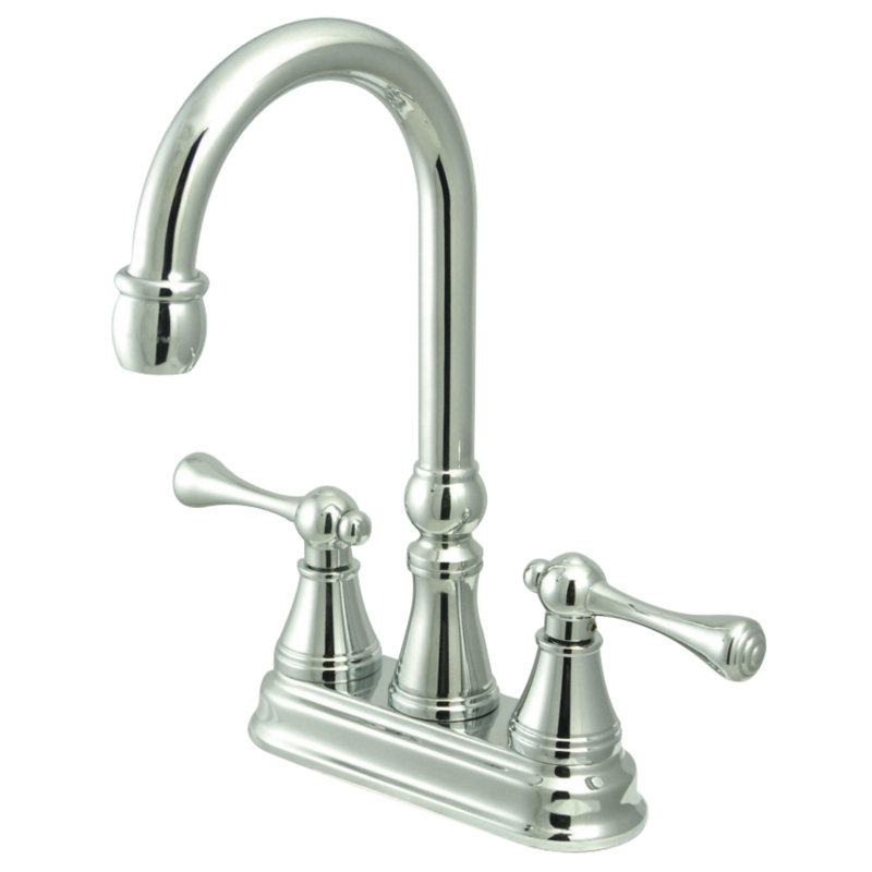 Kingston Brass Victorian Two-Handle 2-Hole Deck Mount Bar Faucet, Polished Chrome