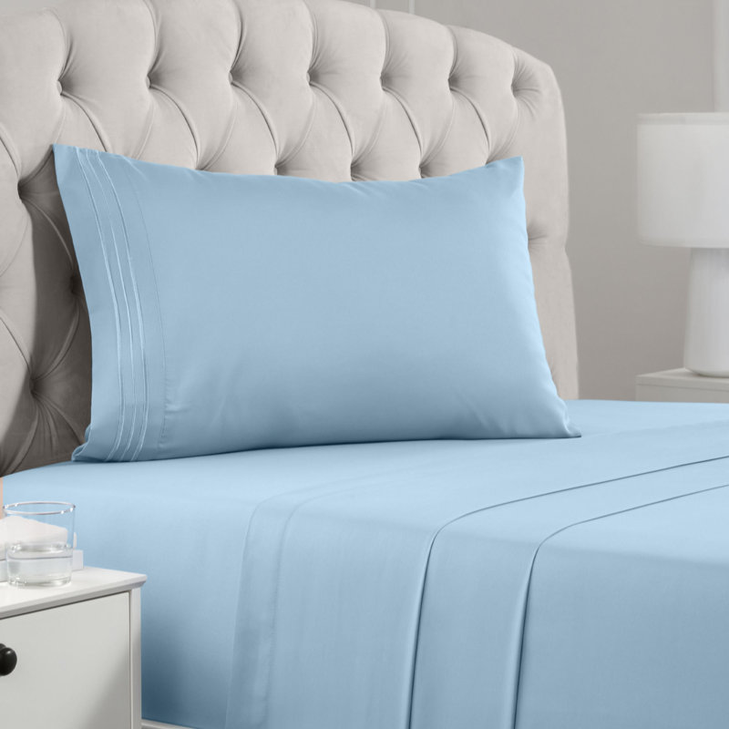 Mellanni 1800 Bed Sheets Twin XL Light Blue, Twin XL Sheet Set, Light Blue