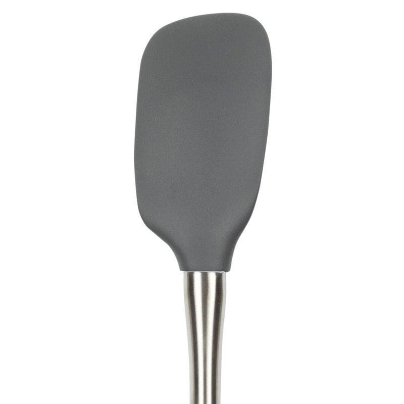 Tovolo Flex-Core Silicone Spoonula with Stainless Steel Handle for Cooking and Baking, Charcoal