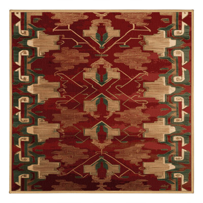 Tapis art déco brun lavable à la machine