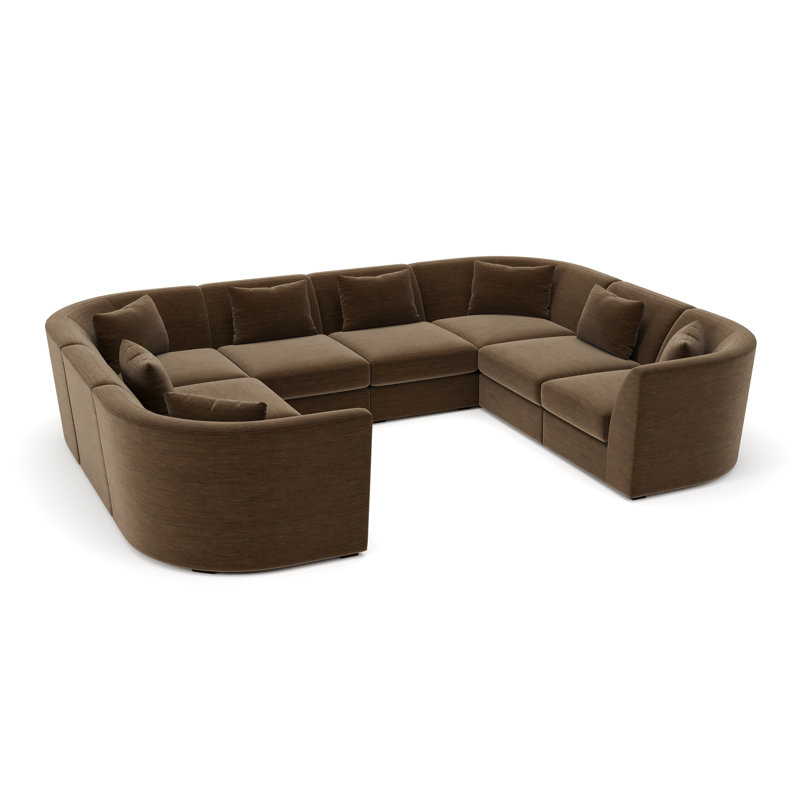 Krista 8-PC Curved Modular Sectional, Evan Bark Textured Chenille