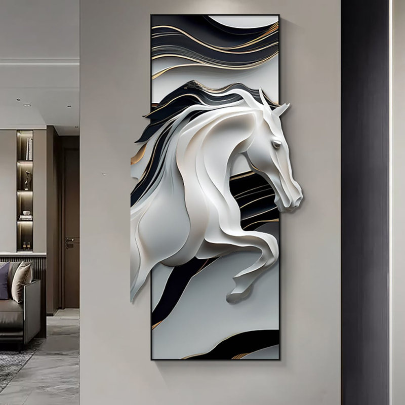 Creative Abstract Irregular Wall Hanging Decor Black& White Horse Home Decoration