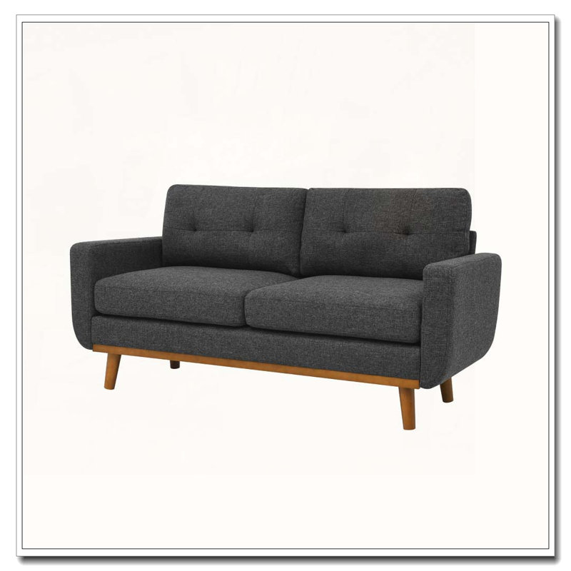 Canapé capitonné 67,7 po de largeur Mid-Century, Gris foncé