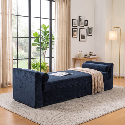Chaise longue moderne avec accoudoirs et traversins | Banc de lit, de vestibule et de salon polyvalent