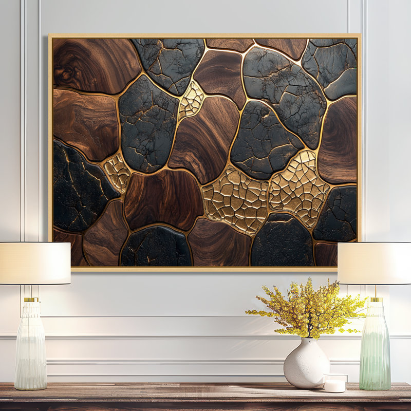 Soft Neutral Earth Colour Marble Balance I - Abstract Wall Art, H 12 po x l 20 po, Floater Framed, Brun