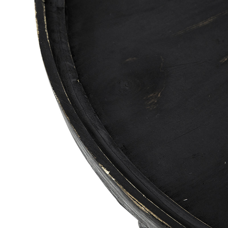 Table ronde avec tablettes - bois noir pour un charme rustique et deux rangements ouverts