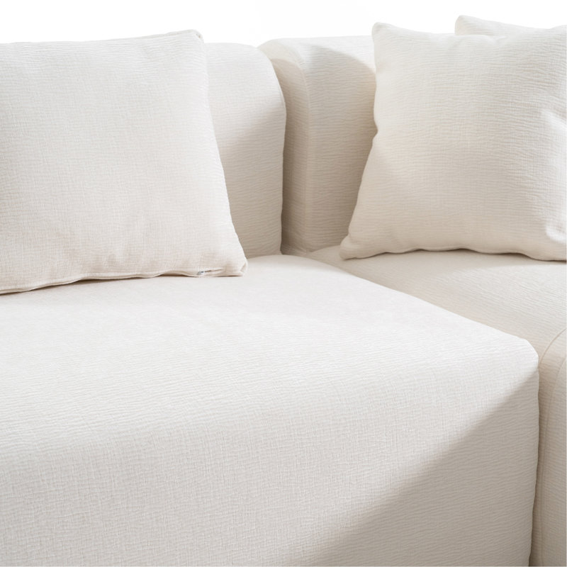 Versatile Curved Sofa For Various Rooms, Enhancing Relaxation And Conversation, Beige Polyester