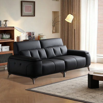 Causeuse-coussin modulaire en similicuir noir