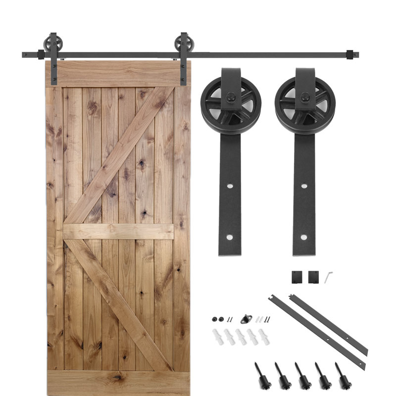 Big Wheel Style Sliding Wood Track Kit Barn Door Hardware