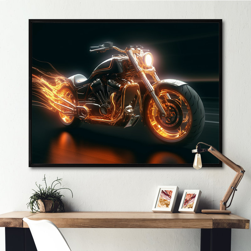 «Neon Light Strips», impression sur toile, Cadre flottant noir, H 16 po x l 32 po x P 1 po