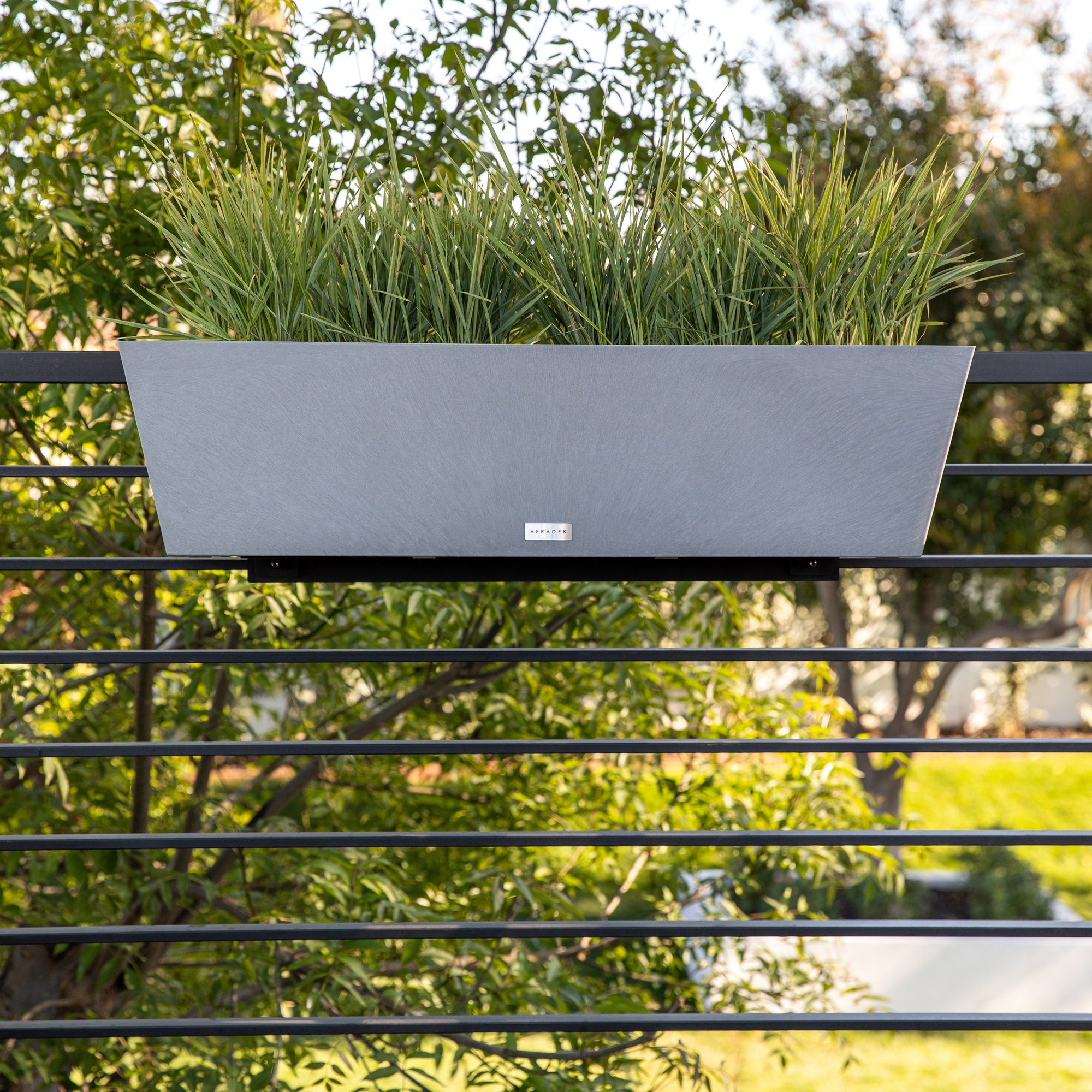 Pure Series Railing Planter, Set of 2, 9'' H x 36'' W x 10'' D, Charcoal Gray