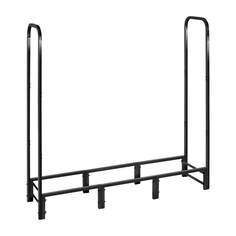 Support à bois de chauffage avec couvercle imperméable, support à bois d'extérieur de 4 pi, support à bûches en métal de 1/4 po, capacité de poids maximale de 400 lb, support de rangement en bois thermolaqué pour terrasse de foyer
