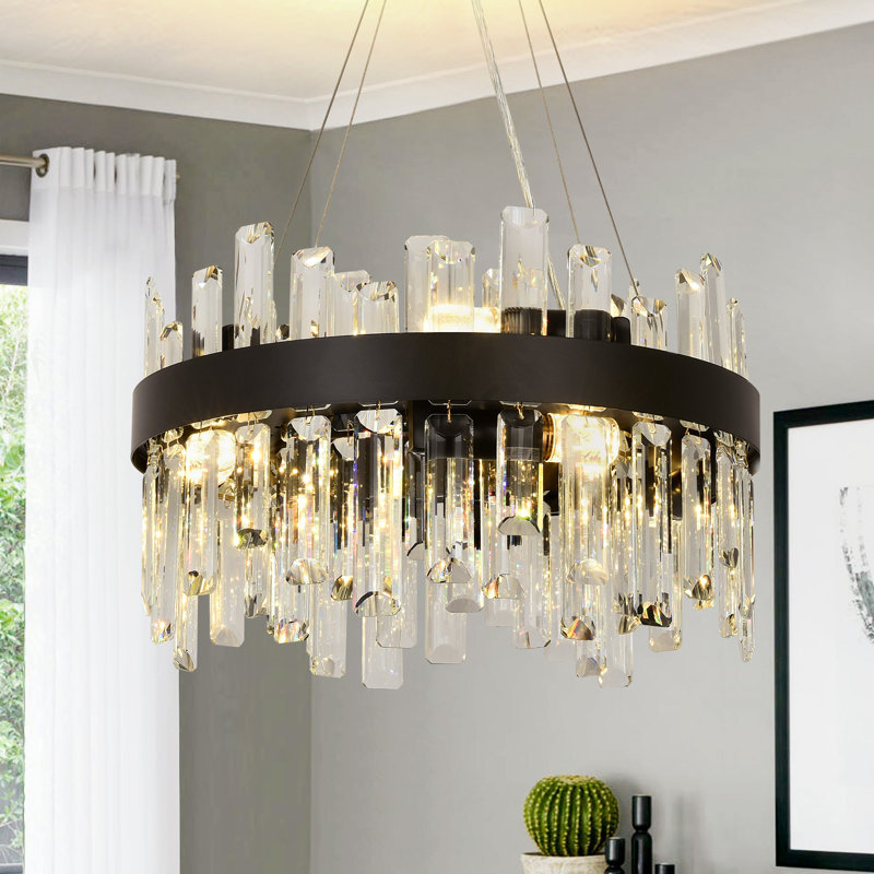 Bartolome Crystal Chandelier, Matte Black, 8 Lights, 24cm H x 40cm W x 40cm D