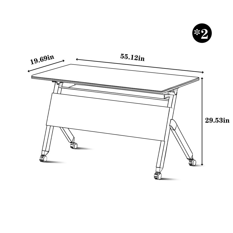 Mobile Folding Conference and Training Table Set, 29.53" H x 55.12" L x 19.69" W