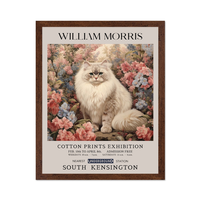 William Morris - chat persan, 16"H x 20"W, Poster, Brown Framed