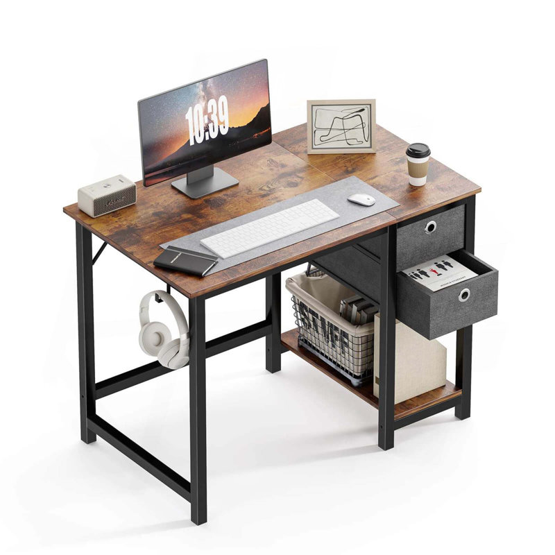 Bureau d'écriture avec 2 tiroirs Norrington, Brun rustique, H 29,06 po x l 40,06 po x P 23,06 po