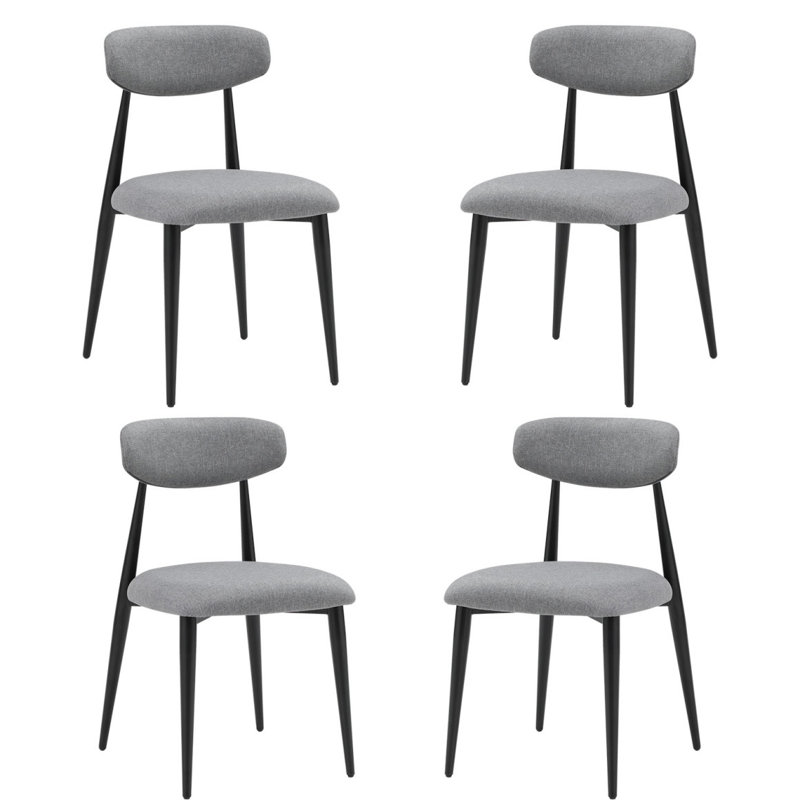 Ensemble de 4 chaises de salle à manger rembourrées avec pieds en métal pour la salle à manger de la cuisine , Gris