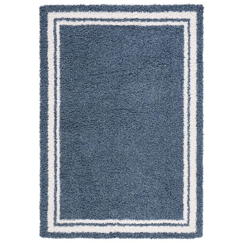 Calico Shag Performance Ivory/Blue Rug, Rectangle 8' x 10'